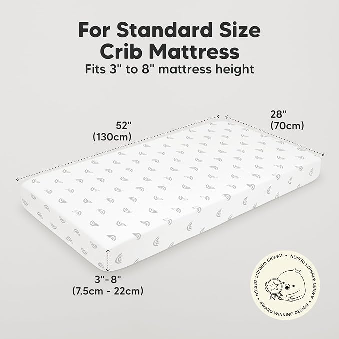 KeaBabies 2-Pack Organic Crib Sheets for Boys, Girls - 52x28 Fitted Crib Mattress Sheet Neutral, Breathable Jersey Cotton Cover for Baby Bed, Toddler Mattress, Soft & Cute Prints (Rainbow)