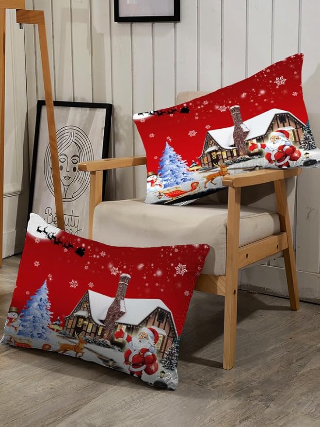 kxry Merry Christmas Bedding Set Santa Claus Deer Christmas Tree Snowman Comforter Quilt Twin Size for Girls Boys Kids 1 Comforter + 1 Pillow Case