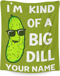 Custom Pickle Throw Blanket for Girls Boys - 40x50 Inches Crib Size - Soft Fluffy Cozy Blankets Gift - Green Funny Blanket Throws for Travel, Office