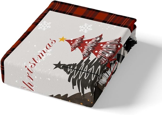 Merry Christmas Duvet Cover Set Twin Size,Xmas Tree Winter Snowflake Cabin Rustic Bedding Set,Boys Girls Room Decor,Geometric Grids Patch Comforter Cover,Grey Quilt Cover,1 Pillowcase,No Comforter