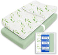 Changing Pad Cover for Girls Boys, TotBasic Premium Soft Boho Changing Table Covers, Stretchy Jersey Changing Table Sheets - Fits All Standard Changing Tables - 2 Pack (Sage Green&Botanical Leaf)