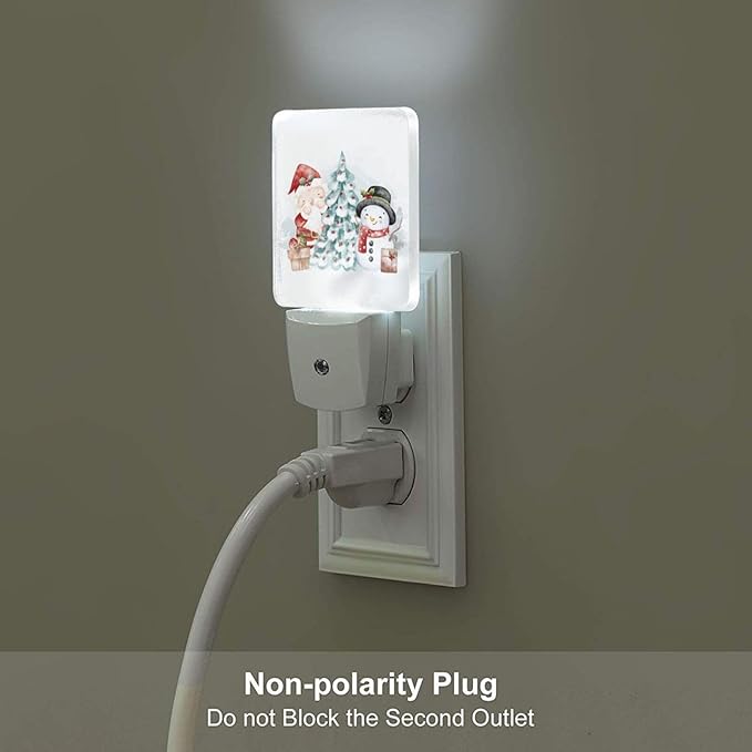 Santa Claus and Snowman Night Light,Plug-in Nightlights Auto Sensor Night Lamp Dusk to Dawn Lamp Home Decor for Nursery Children Girls Boys