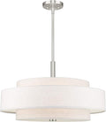 Livex Lighting Fabric Shade 52138-91 Meridian 5 Light Brushed Nickel Pendant