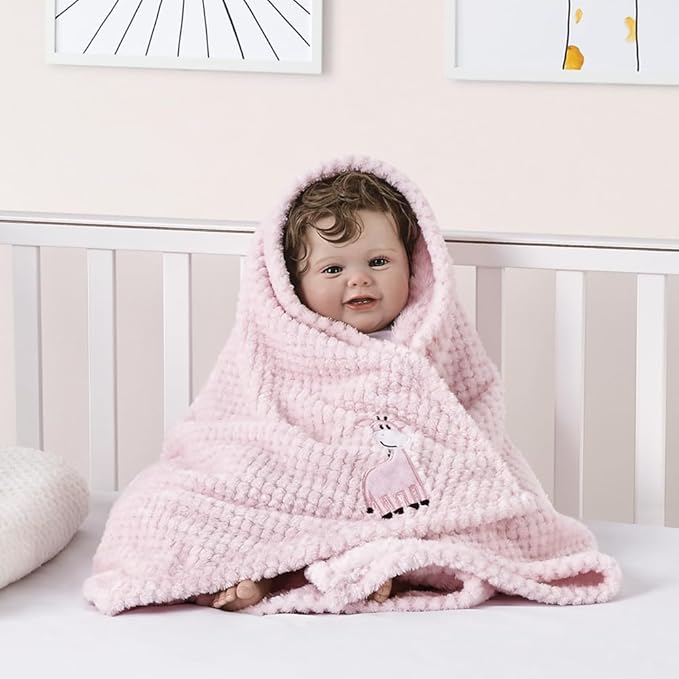 CREVENT 2Pcs 30''X40'' Cute Cozy Fluffy Warm Baby Blankets for Infants Toddlers' Bedding Crib Cot Stroller - Giraffe + Unicorn