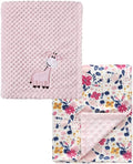CREVENT 2Pcs 30''X40'' Cute Cozy Fluffy Warm Baby Blankets for Infants Toddlers' Bedding Crib Cot Stroller - Giraffe + Flower