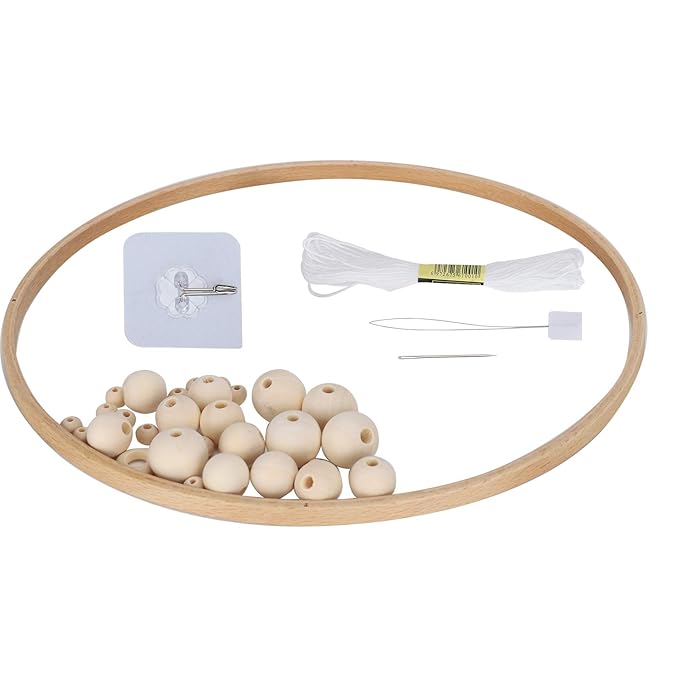 DIY Baby Wooden Mobile Hanger Round, Bed Bell Frame for Crafts Mobile Kit Wind Chime Bell for Room Home Decor Gift for Kids Wooden Mobile Kit