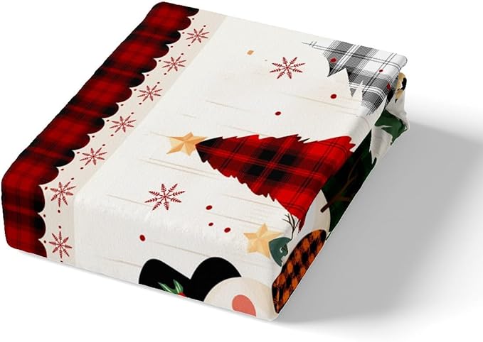 Manfei Snowman Duvet Cover Set Queen Size, Xmas Leopard Plaid Trees Snowflake Comforter Cover with 2 Pillowcases, Christmas Theme Bedding Set 3pcs for Kids Girl New Year Bedspread Cover,No Comforter