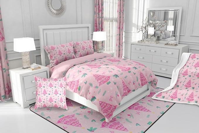 Feelyou Christmas Tree Comforter Set All Season Merry Christmas Bedding Set with 1 Pillow Cases Happy New Year Microfiber Kids Twin Bedclothes Xmas Bedroom Decor Duvet Quilt Soft Lightweight