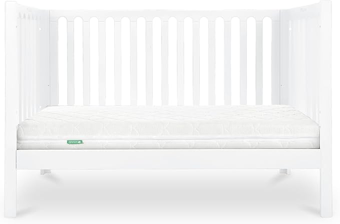 Newton Baby Galileo Standard Crib, Solid Beech Wood in White Color, 3-in-1 Convertible Crib with Toddler Bed Conversion Kit, Ultra-Safe Non-Toxic Finish