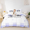 Manfei Xmas Trees Duvet Cover Set Full Size, Blue Plaid Grid Snowflake Bedding Set for Kids Girls Boys Room Decor, Christmas Theme Comforter Cover New Year Quilt Cover with 2 Pillowcases, No Comforter