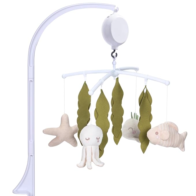 Crib Mobile 35 Lullaby Muisc,Cotton Baby Mobiles for Cribs & Pack N Play, Easy to Install, Stuffed Animals Hanging Toys Newborn Boys & Girls, Ocean Nursery Decor