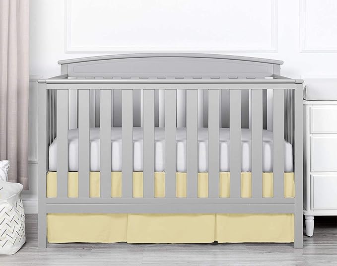 Box Pleated Mini Crib Bed Skirt Premium 100% Cotton 800 Thread Count Nursery Crib Toddler Bedding Crib Bedskirt for Baby Boys or Baby Girls, (24" x 38") + 10" Drop Lenght - Ivory Solid