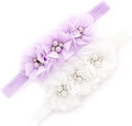 My Lello Flower Headbands Baby - Girls - Toddler Fabric Beaded Stretchy Elastic Pair