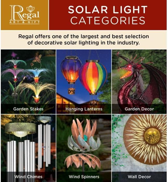 Regal Art & Gift Hot Air Balloon Solar Lantern – Hanging Solar-Powered LED Lights, Waterproof Portable Decorative Outdoor Lamp Made of Metal & Glass for Garden, Patios & Pathway – Purple