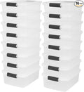 HOMZ 16-Pack Secure Latch, Clear Plastic Storage Organizer Bins, 15.5 Quart, Gray - Stackable Container Boxes for Bedroom, Bathroom, Garage, and Office Organization