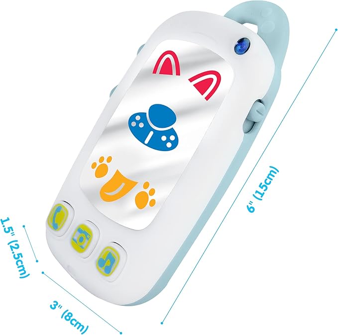 Baby Selfie Toy Phone with Easy-Press Buttons & Light-up Mirror - 9+ Month Old Baby Phone - Musical Toys for Tummy Time