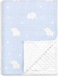 Elephant Baby Blankets for Boys Girls, Soft Nursery Minky Blankets with Muslin and Dotted Fleece Back 30x40 inches, Receiving Bed Quilt for Newborn, Infants, Toddlers