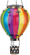 Regal Art & Gift Hot Air Balloon Solar Lantern – Hanging Solar-Powered LED Lights, Waterproof Portable Decorative Outdoor Lamp Made of Metal & Glass for Garden, Patios & Pathway – Rainbow(Large)