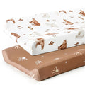 GRSSDER Stretch Ultra Soft Jersey Knit Changing Pad Cover Set 2 Pack, Change Table Pad Covers Fit 32"/34" x 16" Pads Safe and Snug, Cute Diaper Changing Pad Covers of Sunny Bear Print