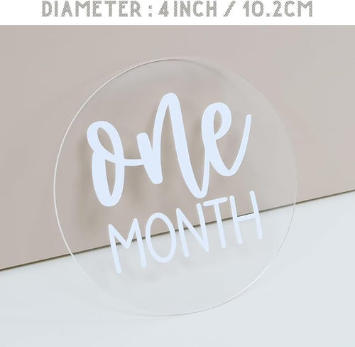 Acrylic Baby Milestone Discs for Photos - 13 PCS Clear Monthly Cards, Photo Prop, Newborn Birth Announcement Sign, Circles Marker