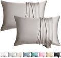 100% Silk Pillowcase for Hair and Skin Toddler Size 2 Pack Mulberry Silk Pillow Case 13 x 18 Inches Highest 6A Silk Kids/Travel Pillow Cover Soft Breathable Cooling with Hidden Zipper, Grey