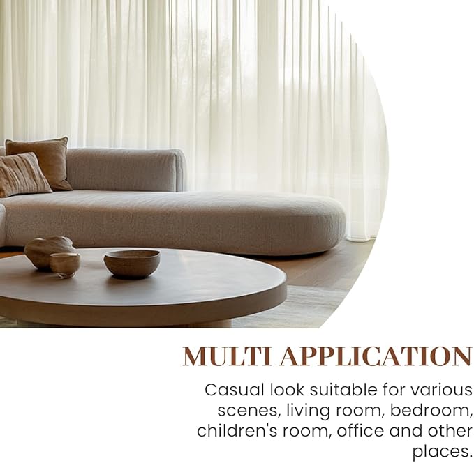 Dreaming Casa Ivory Sheer Curtains 84 Inches Long, Rod Pocket & Back Tab Light Filtering Textured Sheers for Living Room Bedroom, 2 Panels, Each 100" W x 84" L