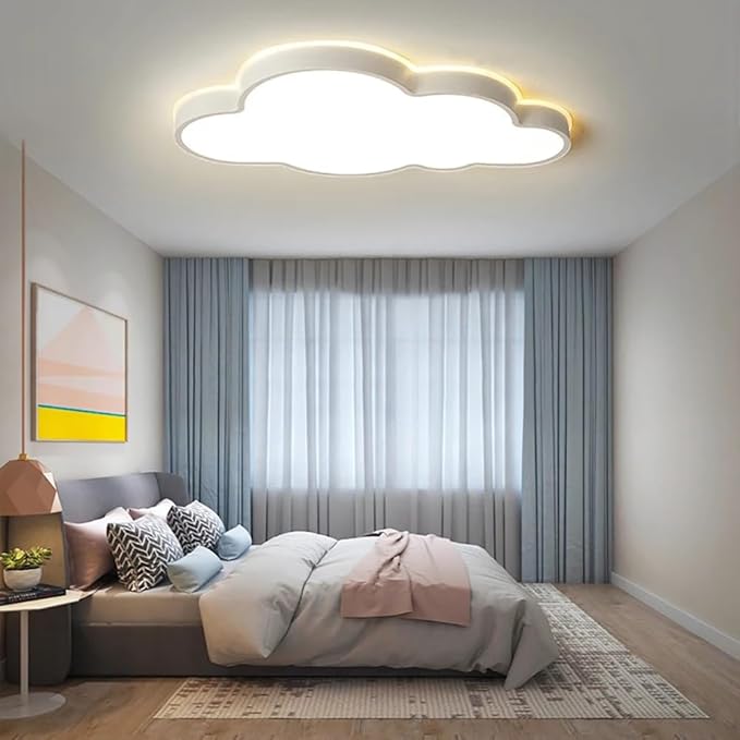 Dimmable LED Flush Mount Ceiling Light Fixture with Cloud Shape,42W 27Inch Close to Ceiling Lamp Modern Lights for Bedroom Kitchen, White Recessed Indoor Lighting 3000K-6000K Light Color Adjustable