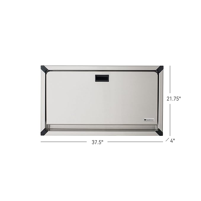 Foundations Horizontal Baby Diaper Changing Station with Recessed Mount, Stainless Steel Shell with Polyethylene Changing Table, Adjustable Safety Belt (100SSC-R)