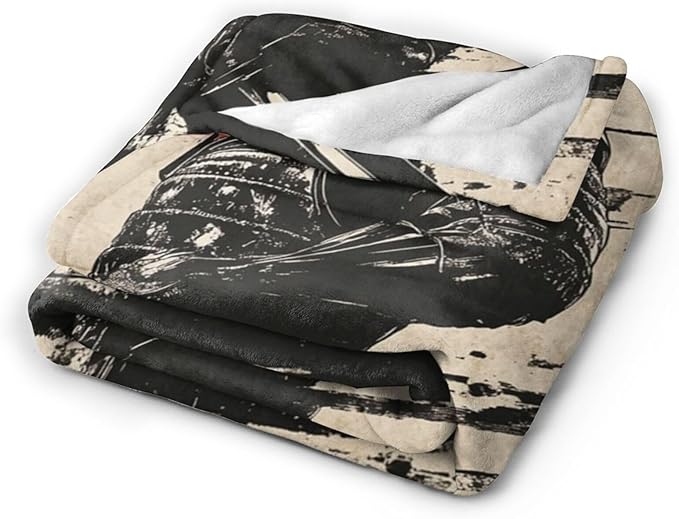 Tijuboni Japanese Samurai Throw Blanket Japanese Warrior Gifts for Men Women Girls Boys Kids Adults Soft Flannel Fleece Blanket for Couch Sofa Bed Home Decor 50"x60"