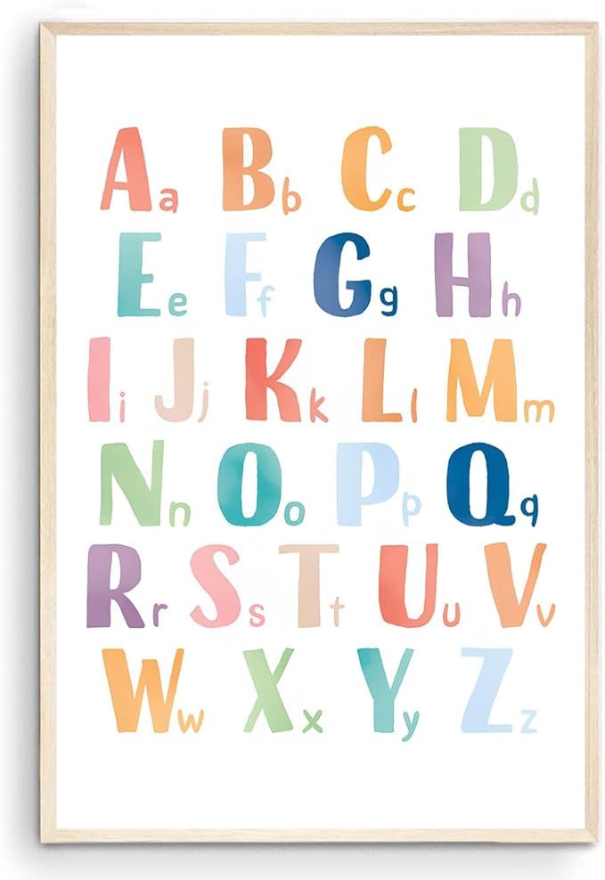OZCONO Rainbow Alphabet Poster for Kids, Educational ABC Wall Chart for Classroom Decor, Montessori, Nursery Toddler Learning (Unframed) (11x14)