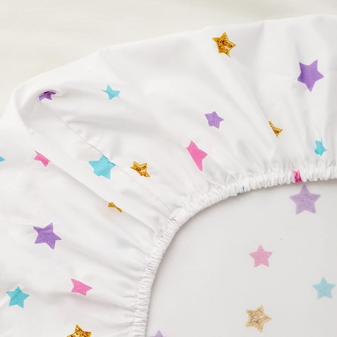 PINNKKU 4-Piece Toddler Bedding Set, Includes 1 Flat Sheet, 1 Fitted Sheet, 1 Comforter and 1 Reversible Pillowcase, Standard Toddler Comforter & Sheet Set, Ultra Soft Toddler Bed Set, Unicorn