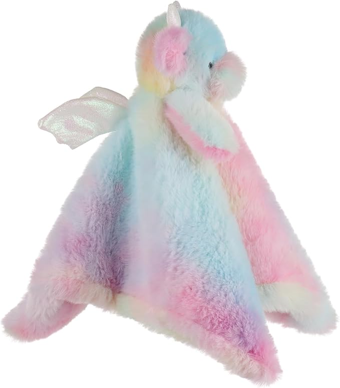 Apricot Lamb Stuffed Animals Colorful Dragon Blanket Infant Nursery Character Blanket Luxury Snuggler Plush Baby Lovey 13.8 Inches