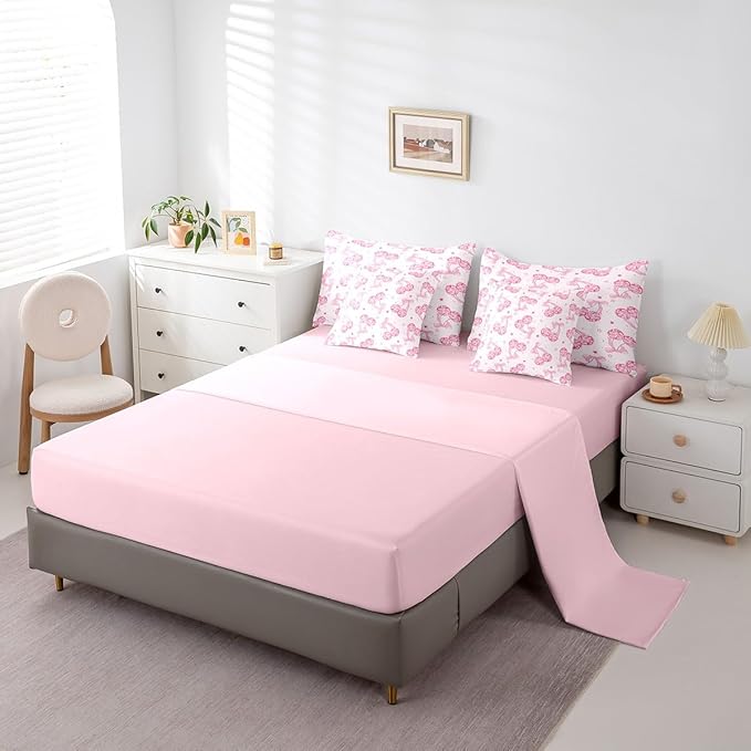 7 Pieces Bowknot Princess Kids Comforter Queen,Disco Crystal Ball Western Cowgirl Bedding Set,Starry Sky Bow Tie Romantic Pink Girly（Comforter+Fitted+Flat Sheet+2 Pillowcases+2 Throw Pillow Covers）
