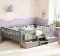Bellemave Full Size Kids Bed with high Rails and with Built-in Bookshelf and Drawers for Kids, Girls, Boys, Wood Montessori Bed Without Door, Gray