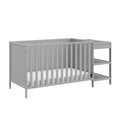 Graco Theo 5-in-1 Convertible Crib & Changer (Pebble Gray) GREENGUARD Gold Certified, Converts to Daybed, Toddler Bed, Full Size Bed, Fits Standard Full-Size Crib Mattress, Adjustable Mattress Height