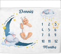 OLIVE OLIVIA Personalized Baby Milestone Blanket, Custom Name, 60"x80", Soft Flannel Fleece, Unisex, Winter, Baby Blanket