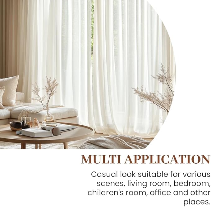Dreaming Casa Taupe Sheer Curtains 84 Inches Long, Rod Pocket & Back Tab Light Filtering Textured Sheers for Living Room Bedroom, 2 Panels, Each 100" W x 84" L