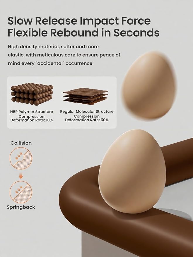 Baby Proof Edge Corner Protector, 16.4FT 0.47''Th L-Shape Furniture Corner & Edge Safety Bumper with 10 Corners, Pre-Taped, Soft NBR Rubber Foam Desk Edge Cushion Wall Corner Protector(Dark Brown)