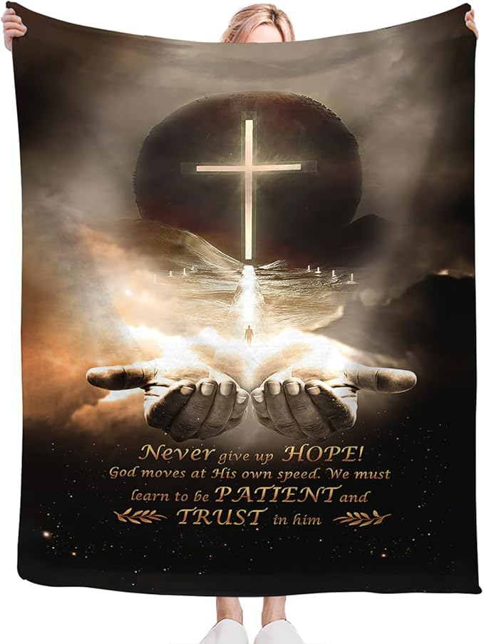 Tijuboni Christian Throw Blanket God Religious Gifts for Women Men Girls Boys Kids Adults Soft Flannel Fleece Blanket for Couch Sofa Bed Home Decor 50"x60"