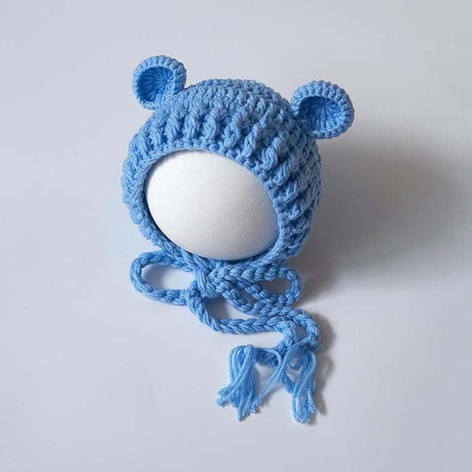 Zeroest Newborn Baby Boy Girl Photography Props Bear Hat Outfits Crochet Kint Handmade Cap Set for Newborn Photo Shoot