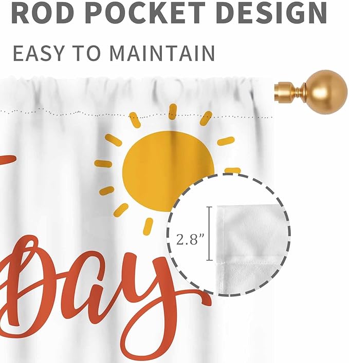 Rainbow Curtains for Classroom, Kids Girls Baby Boho Cute Inspirational Motivational Quotes Cartoon Colorful Pastel Nursery Classroom Bedroom Living Room Bathroom Window Drapes 2 Panels, 42"x54" Inch