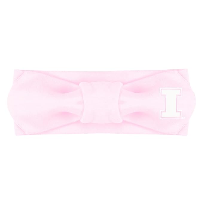 Creative Knitwear Illinois Fighting Illini Infant Girls Pink Solid Hair Knot Headband Embroidered Logo - Size Newborn - 4T