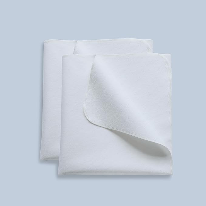 2 Pack Waterproof Crib Pad, 27" x 50", Reusable Incontinence Flannel Crib Protector for Baby, Toddler, Elders and Pets - White