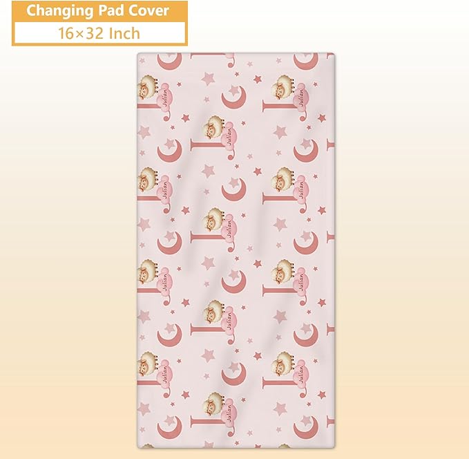 5 Piece Customized Crib Bedding Set for Baby Girls - Custom Name Baby Crib Pink Sheep Nursery Bedding Set with Soft Blanket, Fitted Sheet, Rug, Personalized Gifts for Toddler, Newborn, Infant