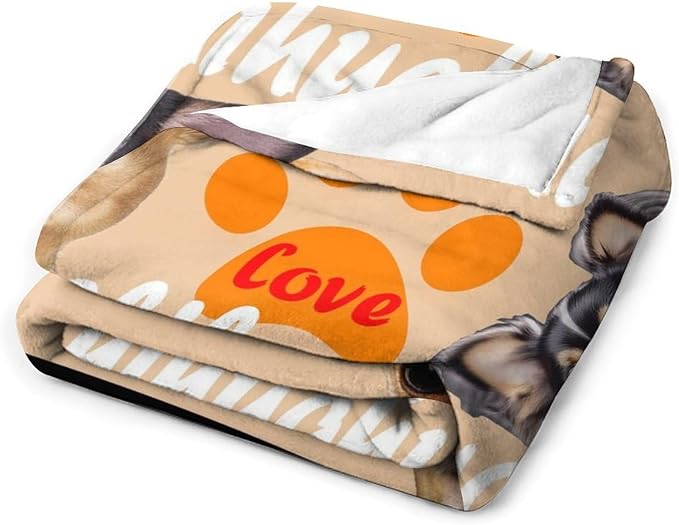 Chihuahua Blanket Funny Chihuahua Dog Gifts for Girls Boys Woman Kids Dog Lover Throw Blankets Soft Blanket Warm Fleece Flannel Plush Blankets for Bed Sofa Couch 60"x80"