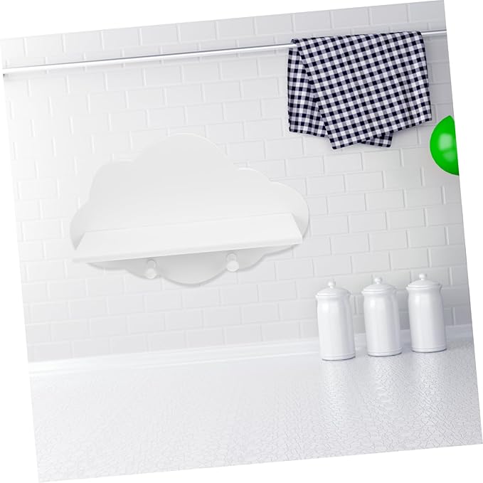 ARTIBETTER 1pc Wooden Cloud Shape Floating Shelf 14 Inch White Wall-Mounted Storage Shelf for Nursery Kids Room Decor and Organization