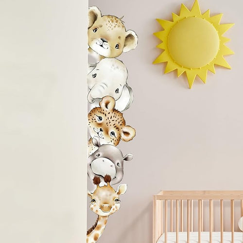 51.18 x 10.94 Inch Watercolor Animal Wall Decals Tiger Elephant Zebra Giraffe Wall Stickers Removable Peel and Stick Stickers Decor for Baby Nursery Playroom Bedroom Classroom Kindergarten Wall Decor