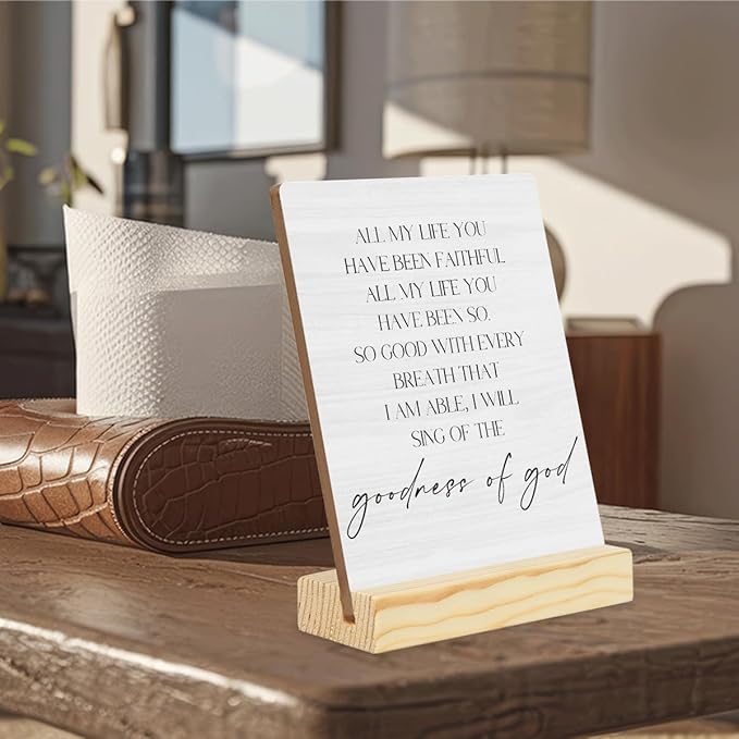 Inspirational Quote Wood Plaque Signs Motivational Quotes Gift Goodness of God Wooden Wall Art Religion Sign Inspirational Words Desk Decor for Home Office 5×4 Inches