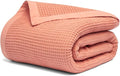 Salt Earth GOTS Certified 100% Organic Cotton Throw Blanket, 90" X 90" Waffle Blankets & Throws for Bed, Throw Blanket for Couch, Modern & Cozy Blanket, All Seasons, Comfy and Soft Blanket(Sun Bay)