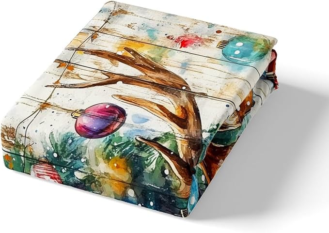 Cabin Deer Duvet Cover Set Twin Size,Tie-dye Christmas Tree Wooden Plank Rustic Bedding Set,Boys Girls Room Decor,Wild Animal Farmhouse Comforter Cover,Brown Quilt Cover,1 Pillowcase,No Comforter
